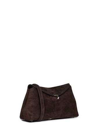 Toteme Womens Clutch Bag T-Lock Brown Calf Leather Handbags Hand
