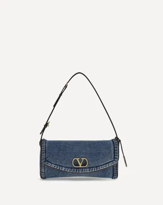Valentino Garavani Borsa a Spalla mini DeVain in denim Woman UNI