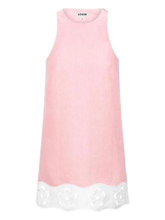 Staud Mika flower-cut linen dress - women - Linen/Flax - L - Pink