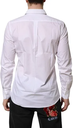 Dolce & Gabbana White Collared Long Sleeves Dress Formal Mens Shirt (Pre-Owned)