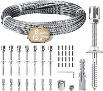OEM Kit Completo De Soporte De Acero Inoxidable Para Plantas Trepadoras Con 8 Soportes Y 12 M De Cuerda Para Rosas Y Jardines Exteriores