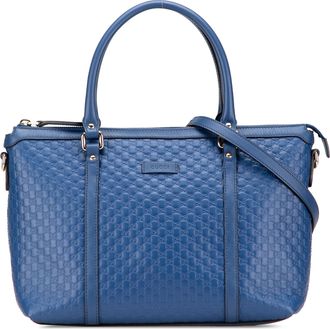 Gucci Pre-owned Womens Micro Guccissima Tote Bag Leather - Medium Blue - One Size