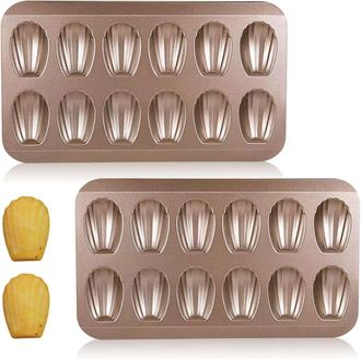 OEM Juego De 2 Bandejas Para Hornear, Robustas, Con Forma De Concha Y 12 Cavidades, Antiadherentes, Ideales Para Galletas Y Pasteles, Aptas Para Horno (co