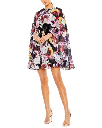 Mac Duggal Charmeuse Long Sleeve V Neck Midi Dress