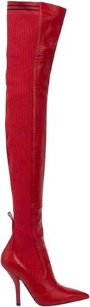 Fendi Red Leather Thigh High Boots Size 38