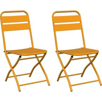 vidaXL Vidaxl - Silla Plegable Para Jard&iacute;n 2 Pcs Mostaza 55 X 56.5 X 91cm Acero