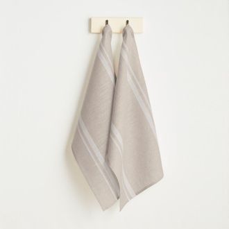Solino Home Linen Kitchen Towels - French Stripe in White And Natural at Nordstrom, Size Medium