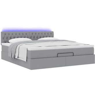 vidaXL Vidaxl - Cama Otomana Con Colch&oacute;n Y Led Tela Gris Claro 180x200cm