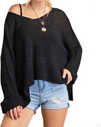 Greek Archaic Kori Soft Thread V Neck Sweater In Black