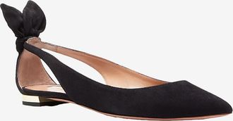 Aquazzura Spitze Ballerinas aus Wildleder Bow Tie