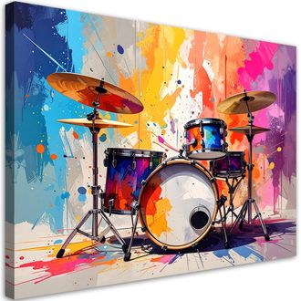 Feeby Cuadro Sobre Lienzo, Instrumentos De Percusi&oacute;n De Colores, 100x70