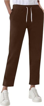 Generic Womens Joggers Casual Elastic Waist Tracksuits Bottoms Sweatpants with Pockets Ladies Solid Plain Straight Leg Drawstring Gym Sport Activewear Plus Si