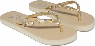 Brighton Womens V-Thong Flat Flip Flops In Gold