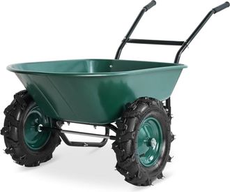 Best Choice Products Heavy Duty Dual-Wheel Wheelbarrow Garden Cart w/Built in Stand, 500lb Capacity, Extra Large Wheels