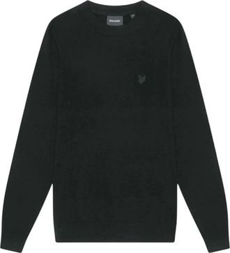 Lyle & Scott Rondgebreide trui - Heren - Ronde hals truien - Zwart - M - Truien & Vesten