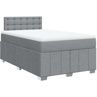 vidaXL Cama Box Spring Con Colch&oacute;n Tela Gris Claro 120x190 Cm Vidaxl