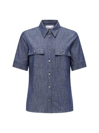 C&acirc;llas Milano Vesper Stretch denim poplin shirt in Indigo at Nordstrom, Size 16