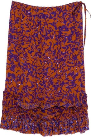 Dries Van Noten Midi-rok met pailletten en ruches - Dames - Midirokken - Veelkleurig - XS - Pailletten - Rokken