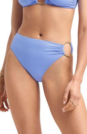 Vitamin A Lolita Ring High Waist Bikini Bottoms in Sky at Nordstrom, Size X-Small