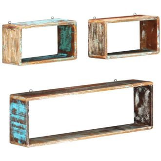vidaXL Vidaxl - Set Mensole Cubiche da Parete 3pz in Legno Massello di Recupero