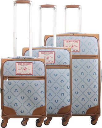 True Religion Soft Sided 3Pc Expandable Spinner Luggage Set