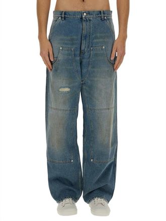 Moschino Wide-Leg Denim Cotton Jeans - Blue
