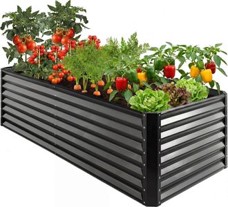 Best Choice Products 8x4x2ft Outdoor Metal Raised Garden Bed for Vegetables Flowers Herbs