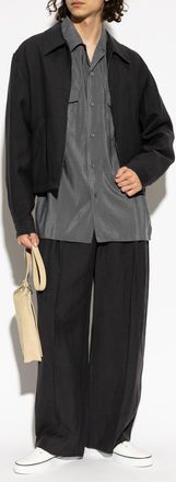 Christophe Lemaire Silk Shirt With Pockets, Mens, Grey