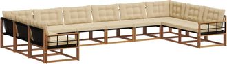 vidaXL Conjunto De Sof&aacute;s De Exterior 10 Uds. Natural Y Beige Vidaxl