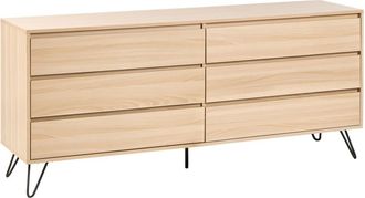 Beliani C&oacute;moda de 6 cajones Marr&oacute;n claro