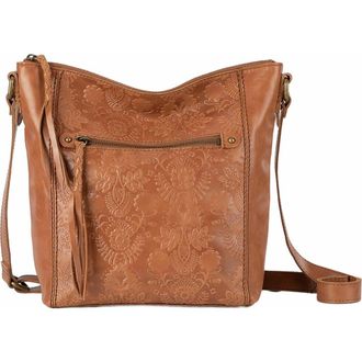The Sak Ashland Leather Crossbody Bag in Tobacco Floral Emboss at Nordstrom