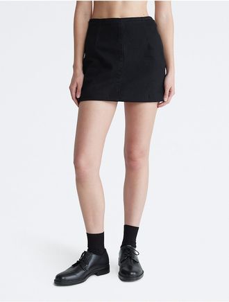 Calvin Klein Womens Sculpt Black Denim Mini Skirt - Black - 24