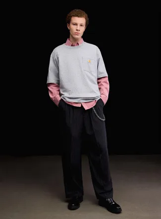 Djab Mens Pinstripe pleated pant Loose fit Imported from Seoul