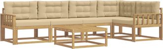 vidaXL Conjunto De Sof&aacute;s De Exterior 6 Uds. Y Beige Poli&eacute;ster Vidaxl