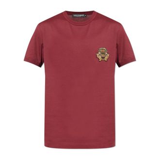 Dolce & Gabbana T-Shirts, male, Red, Size: L T-shirt with an applique