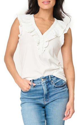 Gibsonlook Ruffles for Days Mixed Media Top in Off White at Nordstrom, Size Xx-Small