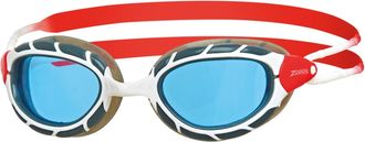 Zoggs Uniseks zwembril Predator 2024 voor volwassenen (Wit/Rood/Blauw)