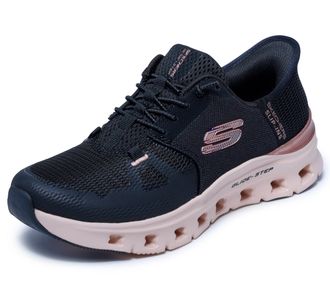 Skechers Womens Glide-Step Pro Radiant Stride Slip-On Sneakers, Black Mesh/Rose Gold Trim, 4.5 UK