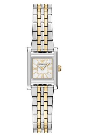 Emporio Armani Small Mother-of-Pearl Tank Bracelet Watch, 19mm x 26mm in Silver at Nordstrom
