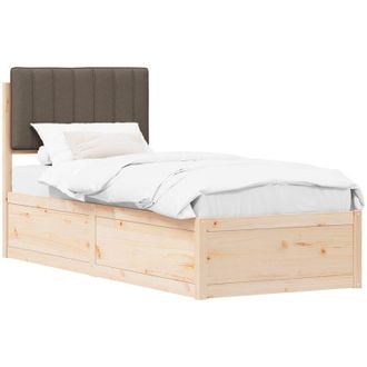 vidaXL Estructura De Cama Con Cabecera Tapizada Taup&eacute; 75 X 190 Cm Vidaxl