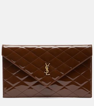 Saint Laurent Paris quilted patent leather pouch