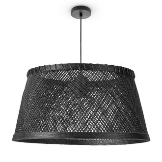 Paco Home Paco Home - L&aacute;mpara Techo Bamb&uacute; Suspensi&oacute;n Bohemia Sal&oacute;n Cesta Colgante Vintage E27 Negro (&oslash;42 Cm), L&aacute;mpara Colgante - Tipo 3