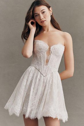 Watters Danny Strapless Lace Corset Mini Dress