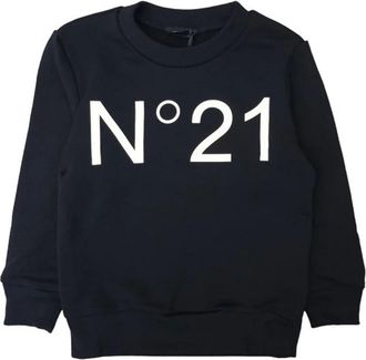 N&deg;21 Kids Sweatshirts, male, Black, 4 Y, Cotton Sweatshirt with Logo Print