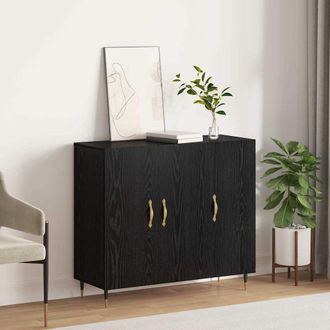 Berkfield Home Sideboard with Storage with Door Black 90 x 34 x 80 cm Engineered wood