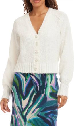 Karen Kane Pearl Cardigan Sweater In Off White