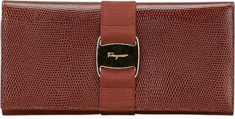 Ferragamo Brown Leather Long Wallet (Bi-Fold) (Pre-Owned)