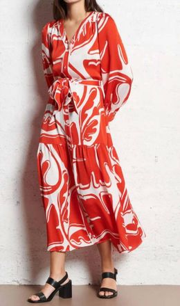 Suncoo Cindia Midi Dress In Geranium