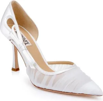 Badgley Mischka Rayna Half dOrsay Pump in Whitesatin at Nordstrom, Size 9.5