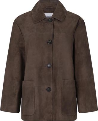 Max Mara Su&egrave;de Jas - Dames - Leren en Su&egrave;de Jassen - Bruin - M - Su&egrave;de - Jassen